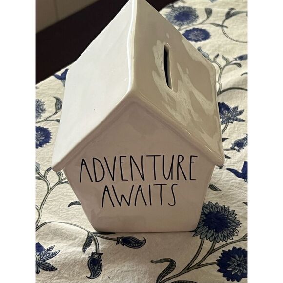 Rae Dunn Artisan Collection “Adventure Awaits” Ceramic Bank 7 x 5.6 - Picture 2 of 6